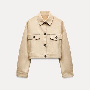 Zara | Faux Suede Short Jacket | Tan | Size Small